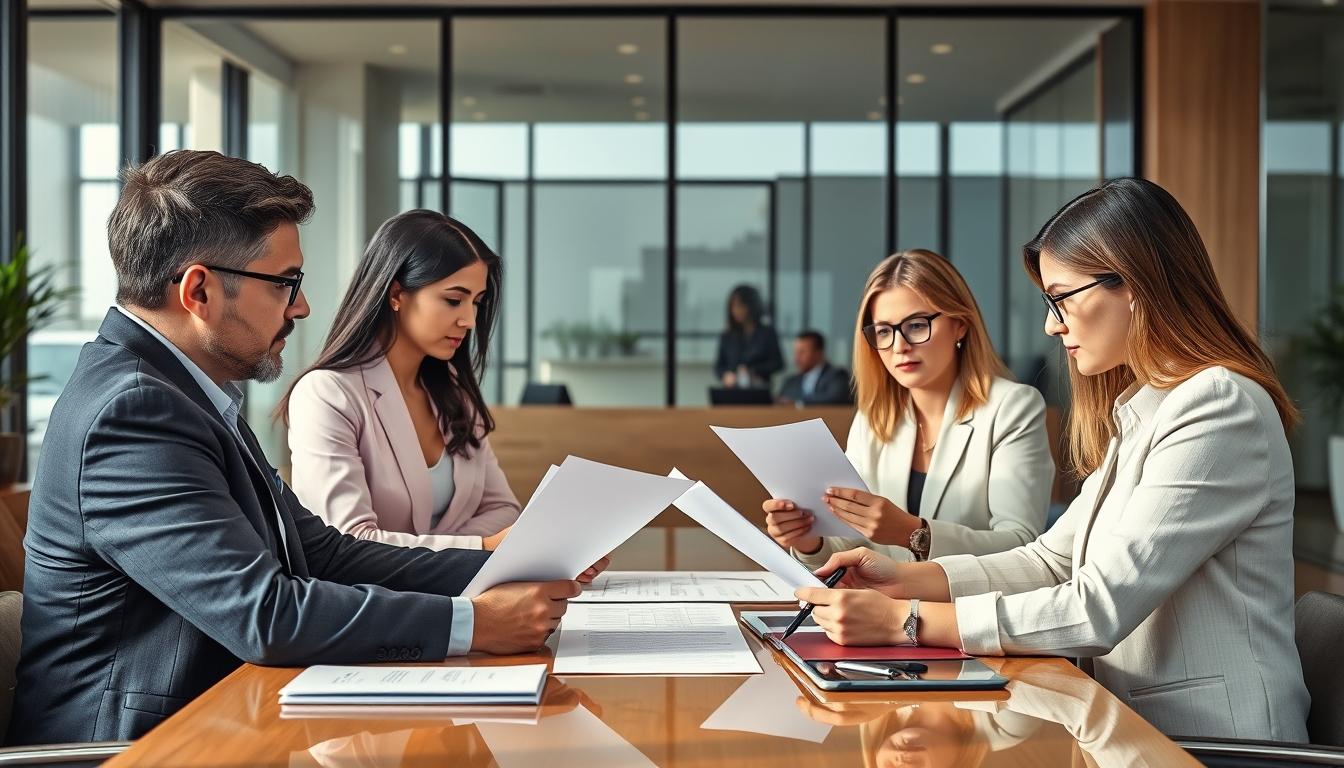 Family reviewing legal documents